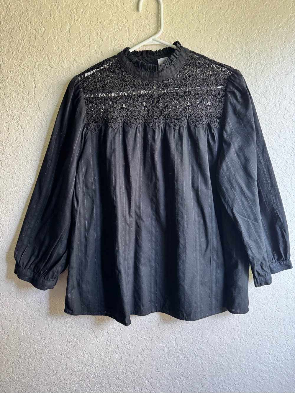 GAP Black Lace Yoke High Neck Blouse